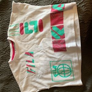 White cropped fila shirt